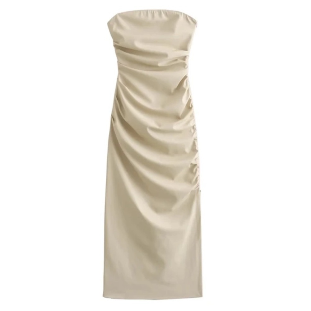 Zara leather dress with slit ruched detail Size small - Picture 10 of 13